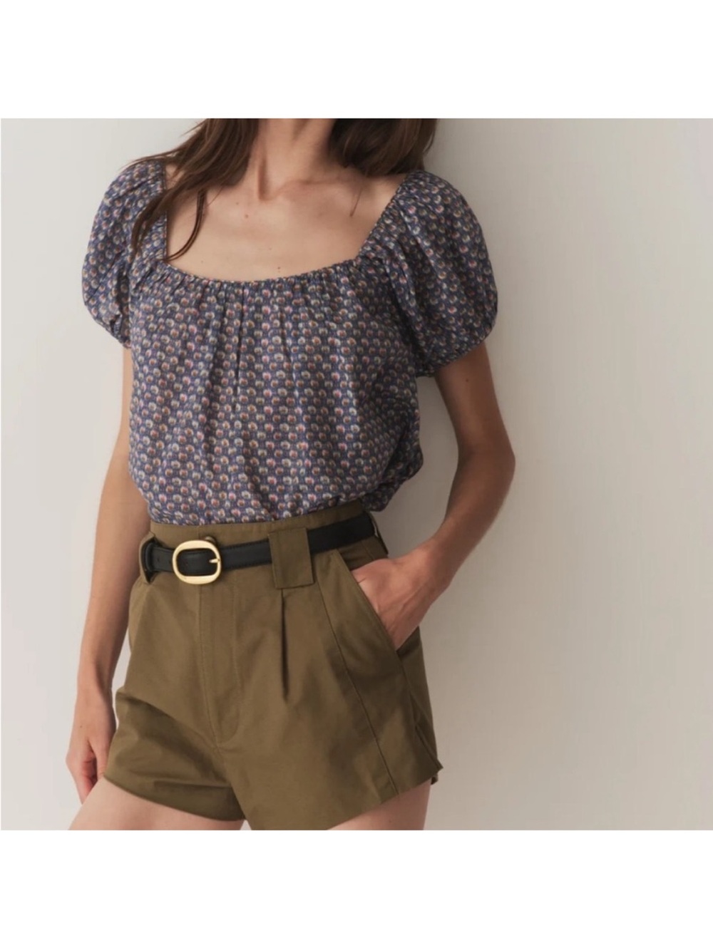 Doen Puff Sleeved Cropped Blouse